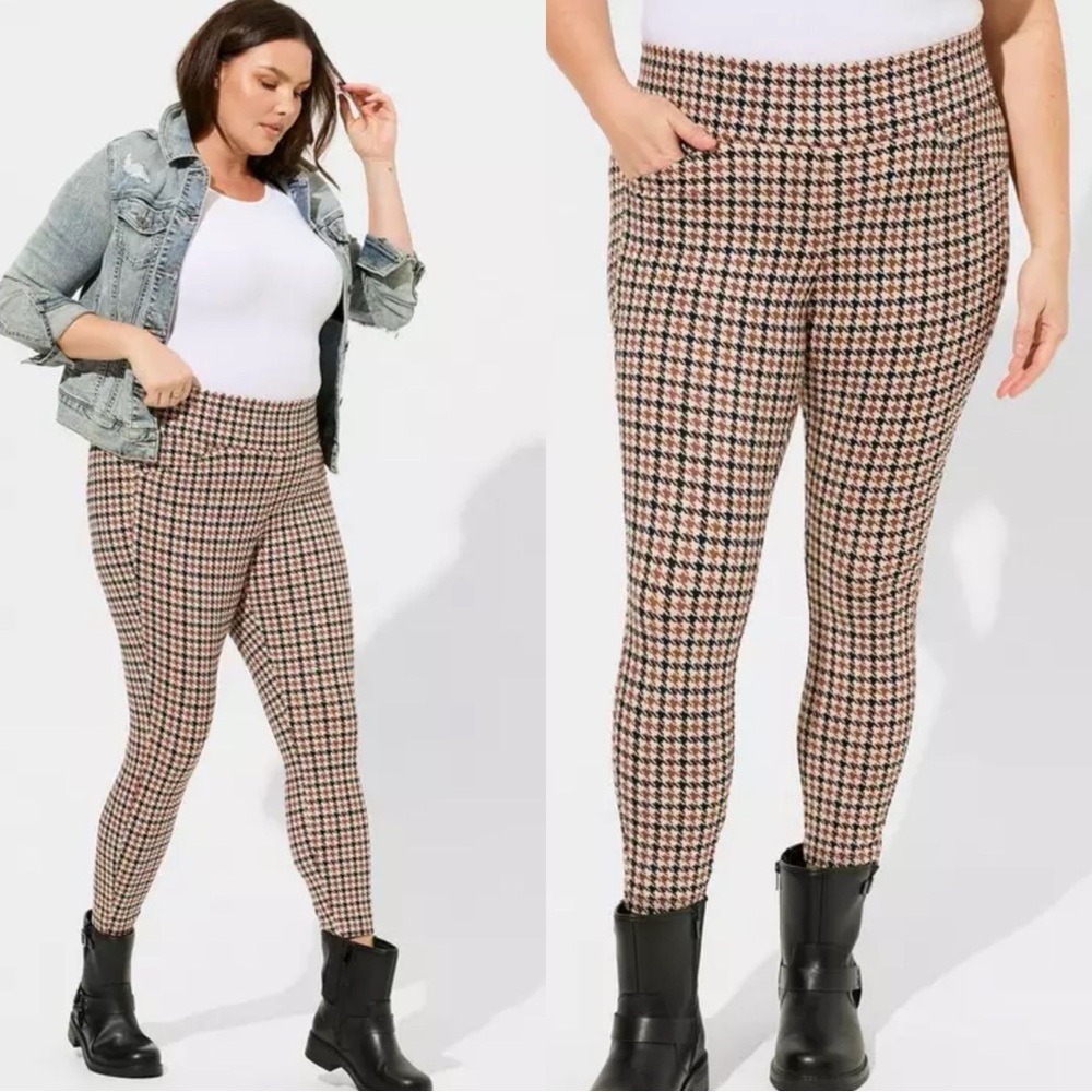 Torrid Houndstooth Pixie Luxe Ponte Skinny Pant Size 1